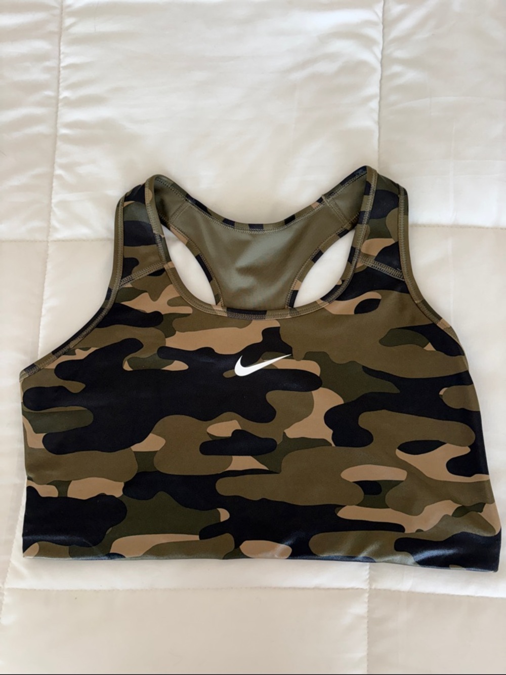 Nike Camo Sports Bra - Olive, Black, Tan - 1X